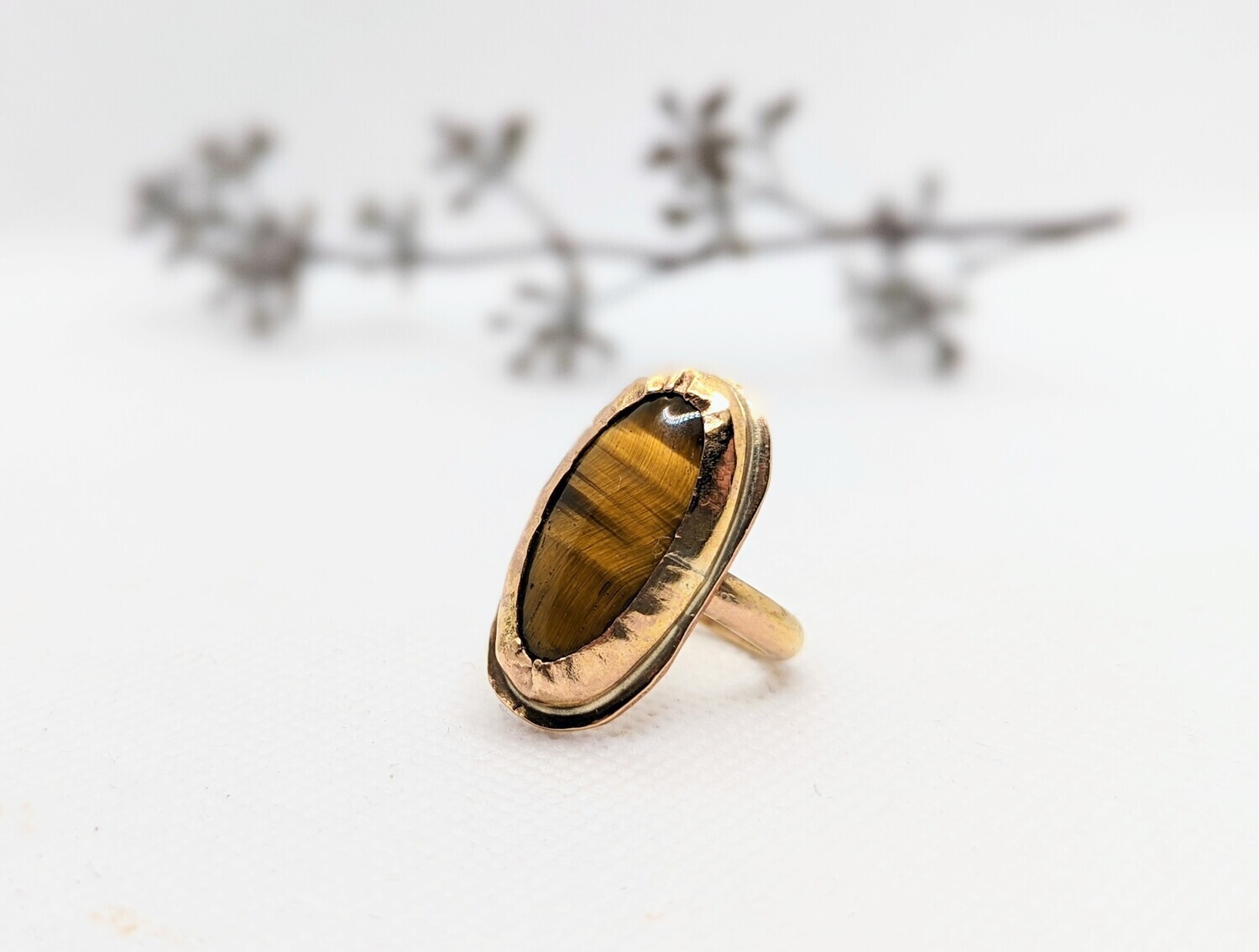Savage Roots Blaze Ring in Tigers Eye & 14K Gold Fill