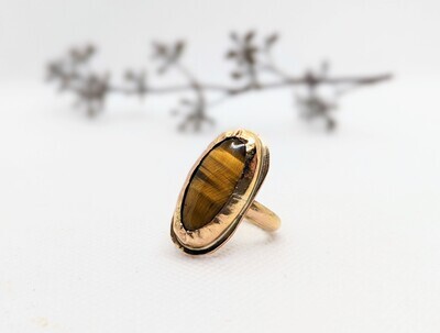 Savage Roots Blaze Ring in Tigers Eye & 14K Gold Fill Savage Roots Blaze Ring in Tigers Eye & 14K Gold Fill