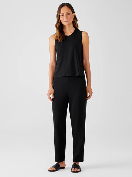Eileen Fisher Stretch Jersey Slouch Ankle Pant in Black