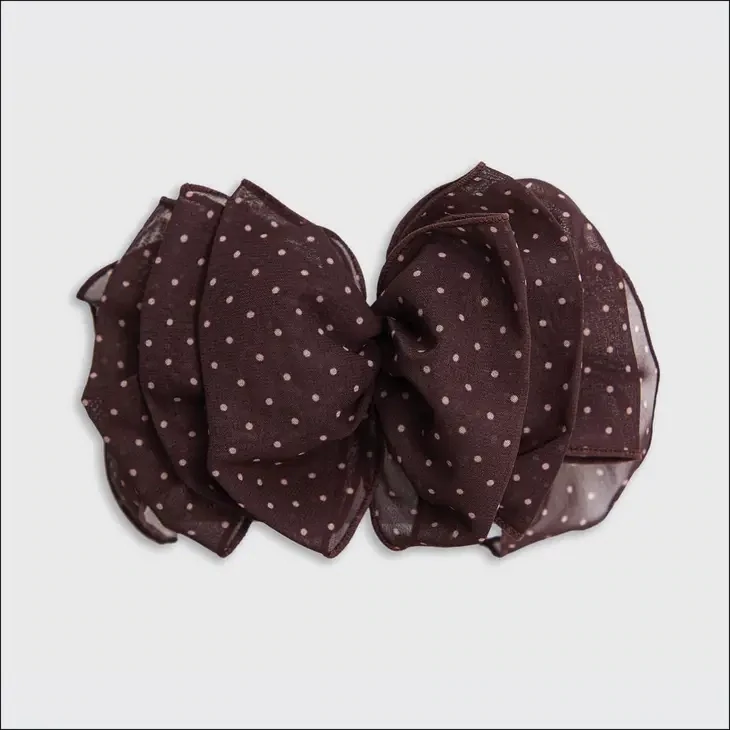 Kitsch Recycled Chiffon Bow Barrette in Polka Dot