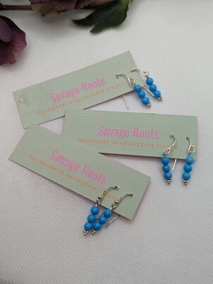 Savage Roots Cass Stick Bead Earrings in Turquoise & Sterling Silver