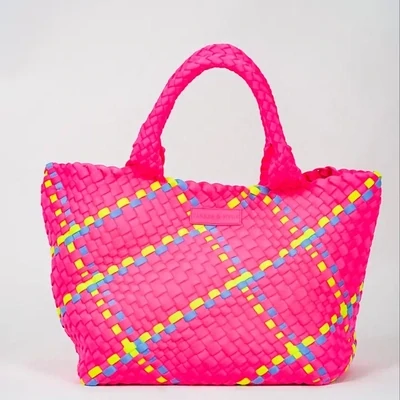 Parker & Hyde Woven Tote in Neon Pink Multi