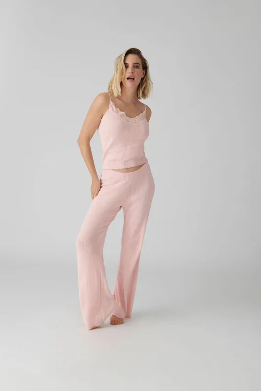 PJ Salvage Sweetheart Pointelle Pant in Pink