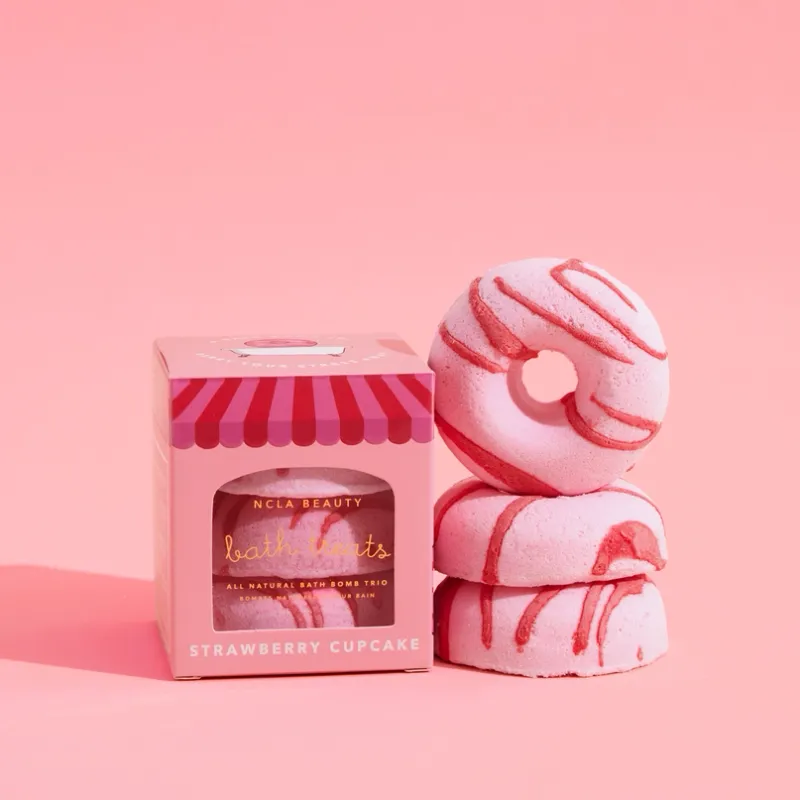 NCLA Beauty Strawberry Cupcake Bath Treats (3pc Bath Bomb Set)