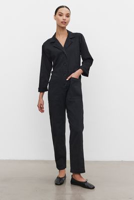 Velvet Brinley Stretch Cotton Twill Jumpsuit in Vintage Black