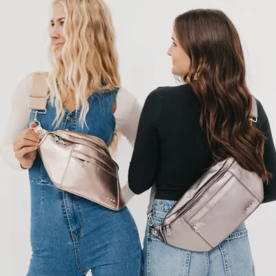 Pretty Simple Marley Metallic Oversized Bum Bag in Gunmetal