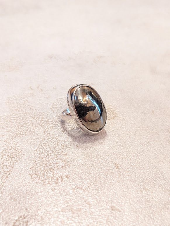 Savage Roots Dani Ring in Black Quartz with Pyrite