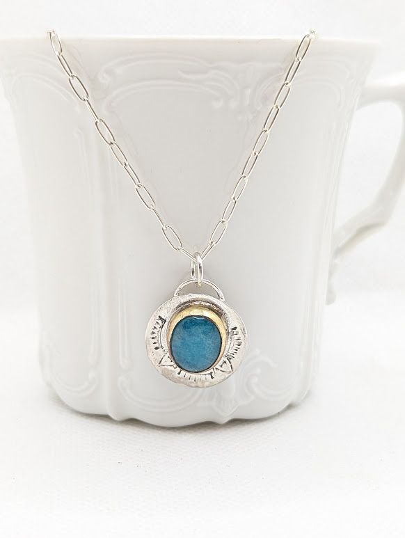 Savage Roots Imaly Stamped Pendant in Amazonite