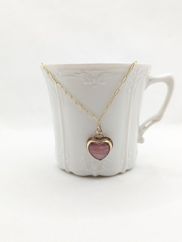 Savage Roots Venus de Milo Heart Pendant in Pink Opal