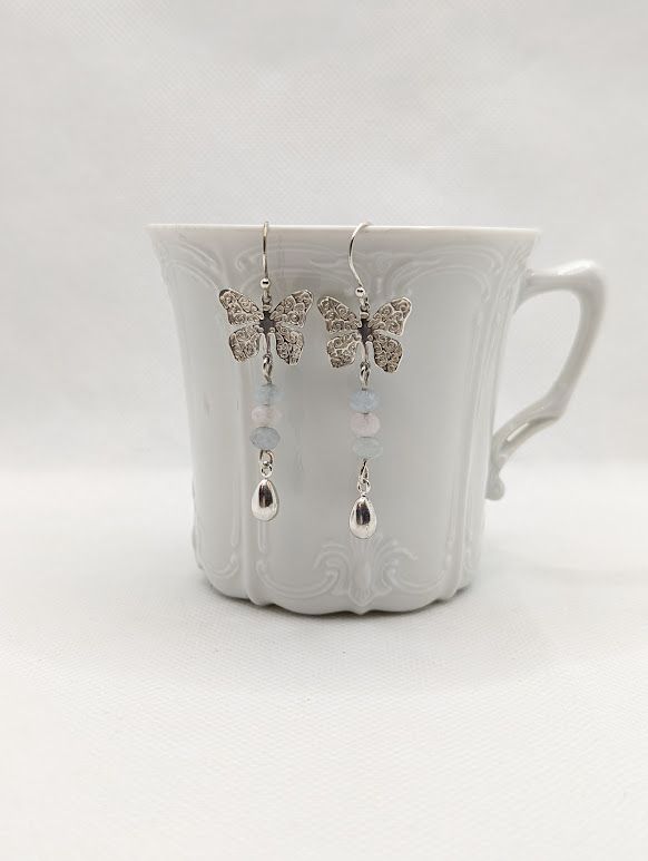 Savage Roots Papillion Stick Earrings in Morganite