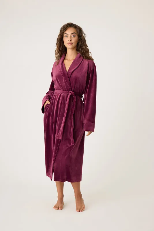 PJ Salvage Velvety Velour Robe in Bordeaux