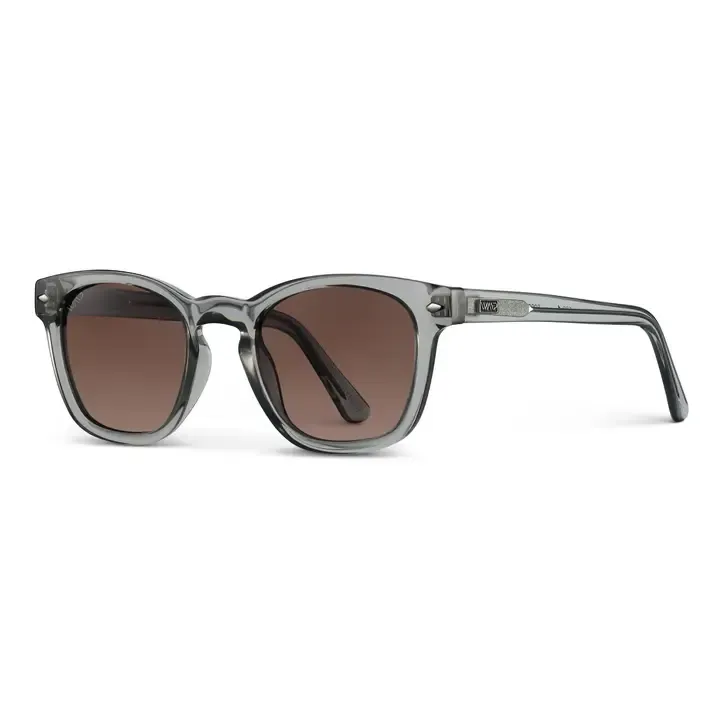 WMP Forrest Rounded Square Bio-Acetate Frame Polarized Lenses in Crystal Grey / Brown Gradient Lens