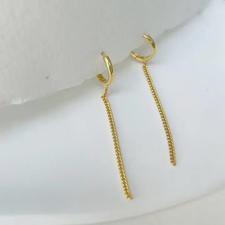 Mavis + Mel Hoop Tassel Chain Earrings in 18K Gold Plated