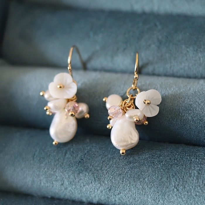 Mavis + Mel Freshwater Flora Mother of Pearl Earrings in 18K gold plated