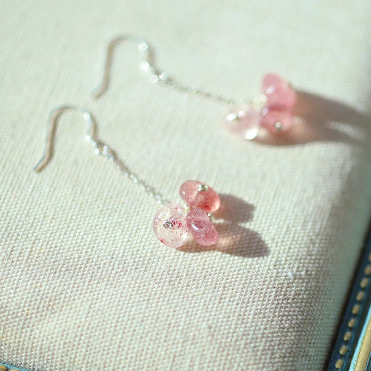 Mavis + Mel Strawberry Quartz Chips Dangle Earrings