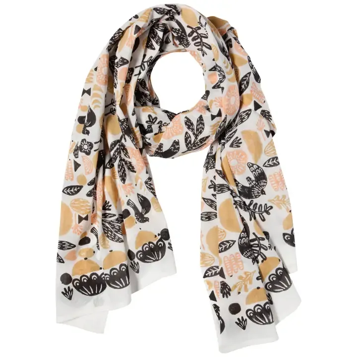 Danica Studio Myth Cotton Long Designer Scarf in Birds