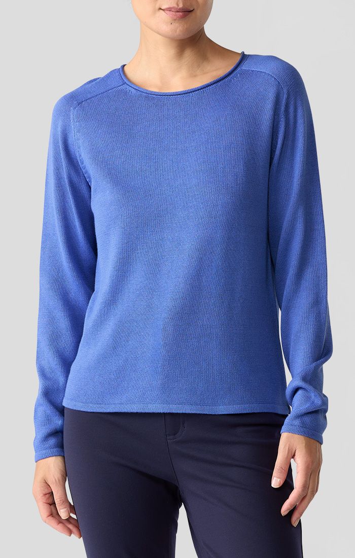 Outlet EILEEN FISHER NEW COLOR BLOCK SWEATER - BLUE / BLACK SIZE MED