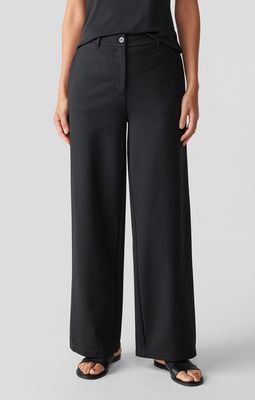 Eileen Fisher Washable Flex Ponte Wide Full Length Trouser in Black