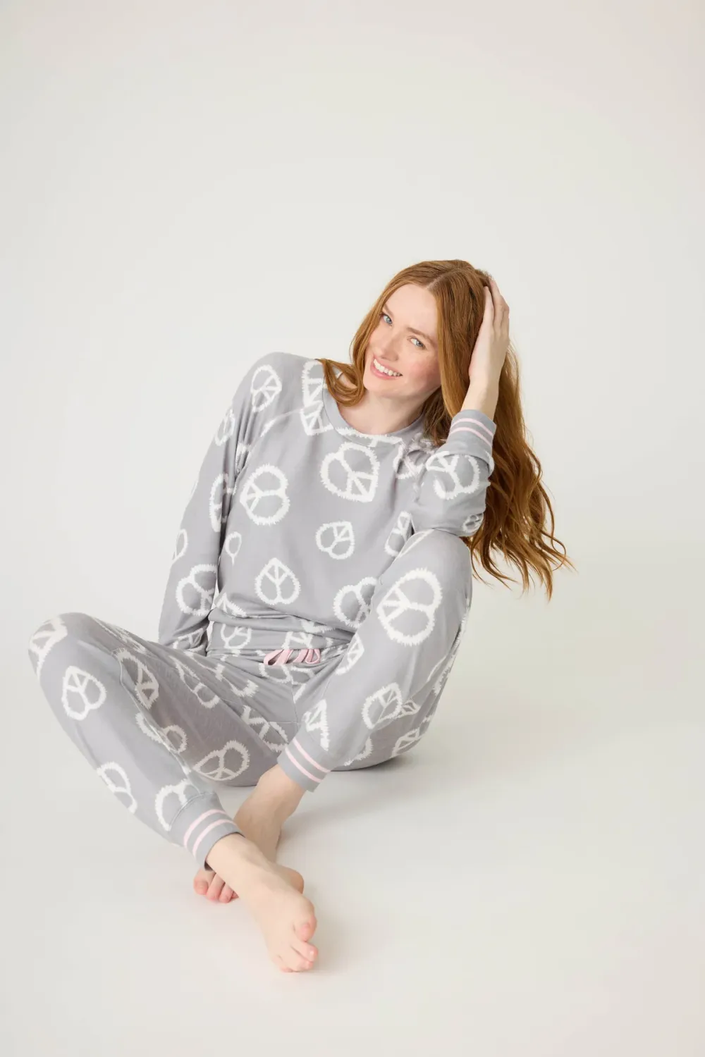 PJ Salvage Full of Love Peace Heart PJ Set in Frost Gray