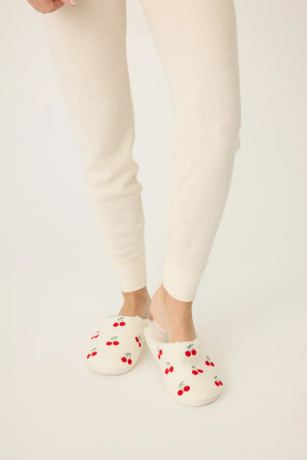 PJ Salvage Cherry Fun Slippers in Ivory