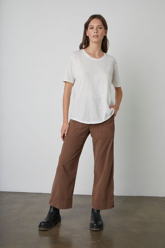 Velvet Tera Cotton Slub Crew Neck Tee in White Velvet Tera Cotton Slub Crew Neck Tee in White
