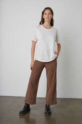 Velvet Tera Cotton Slub Crew Neck Tee in White Velvet Tera Cotton Slub Crew Neck Tee in White