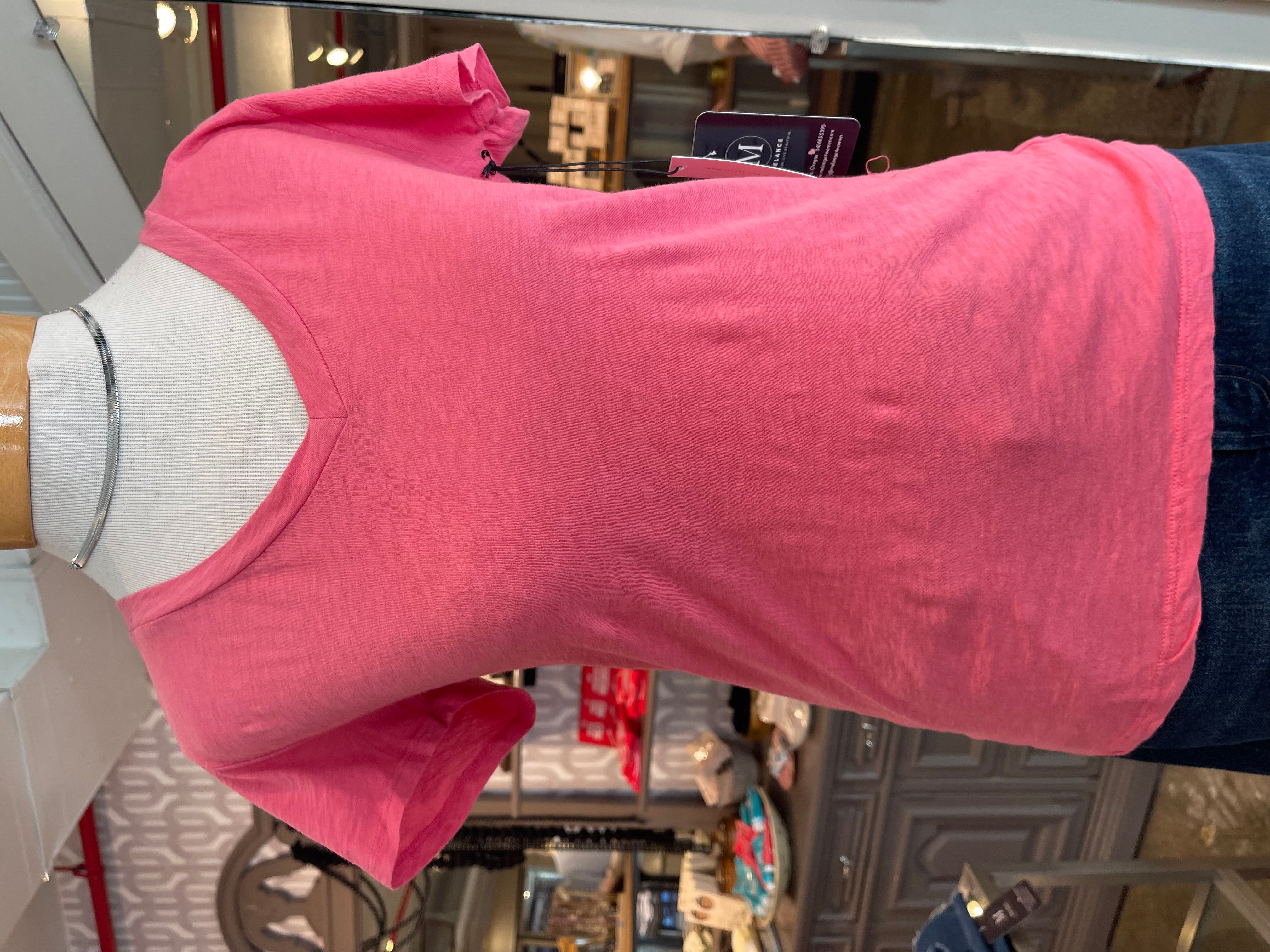 Velvet Lilith Cotton Slub V Neck Tee in Lady Slipper