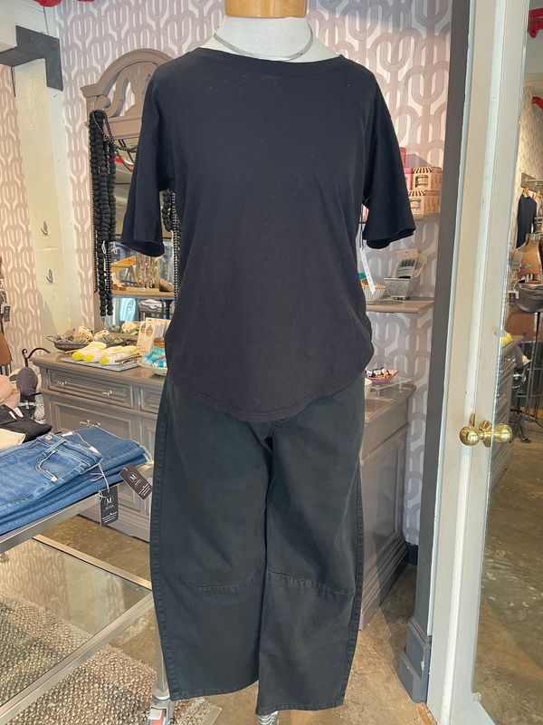 Velvet Tera Cotton Slub Crew Neck Tee in Black Velvet Tera Cotton Slub Crew Neck Tee in Black