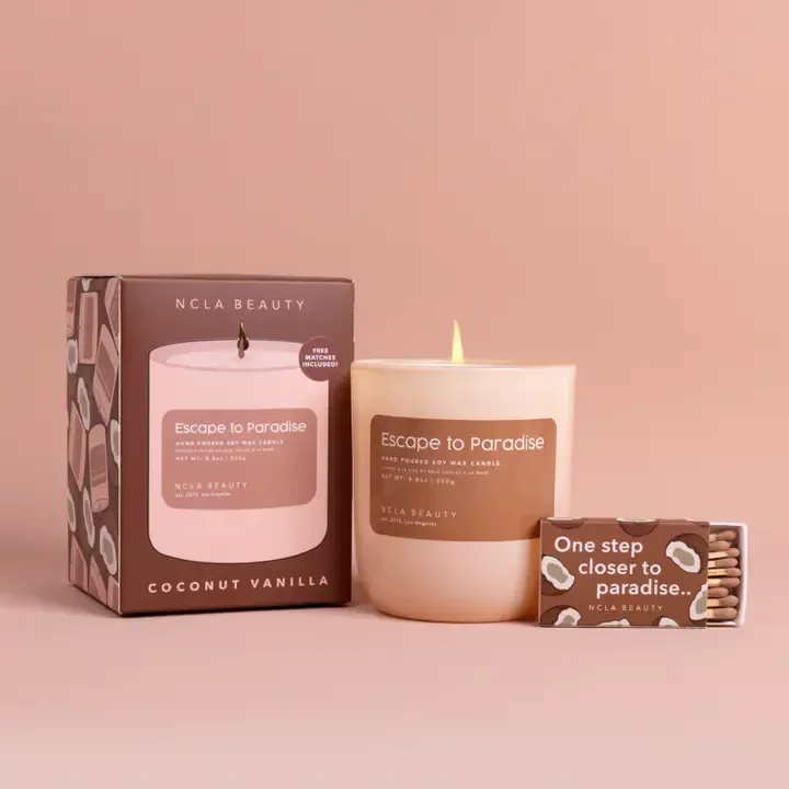NCLA Beauty Escape to Paradise Soy Wax Candle in Coconut Vanilla
