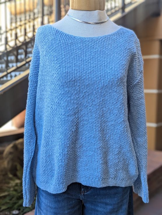 Avalin U Neck Tuck Stitch Sweater in Sky Avalin U Neck Tuck Stitch Sweater in Sky