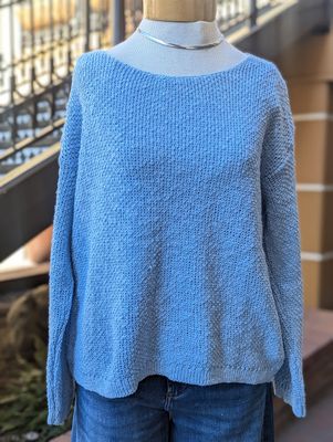 Avalin U Neck Tuck Stitch Sweater in Sky Avalin U Neck Tuck Stitch Sweater in Sky