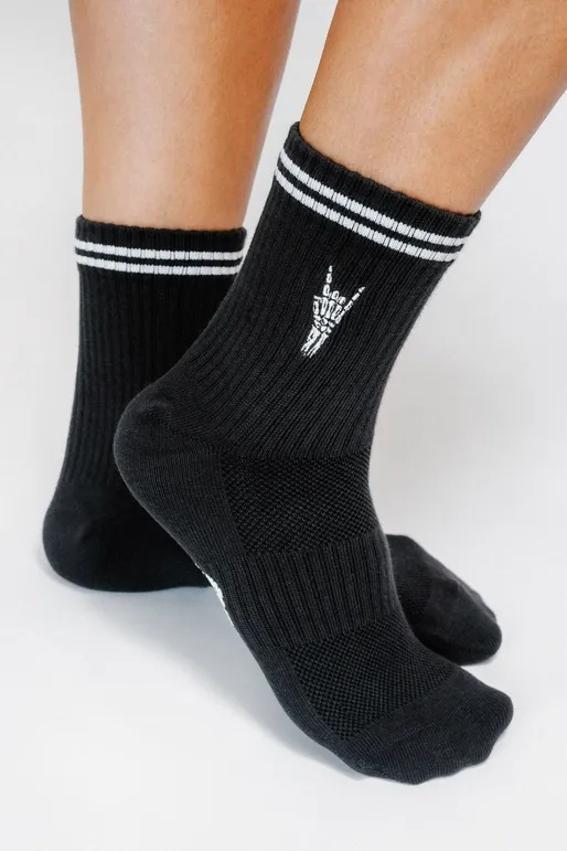 Tailored Union Rock On Knit Ankle Sock in Washed Black
