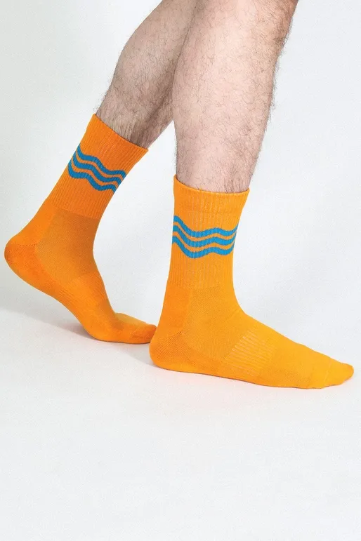Tailored Union Wavy Crew Sock in Orange