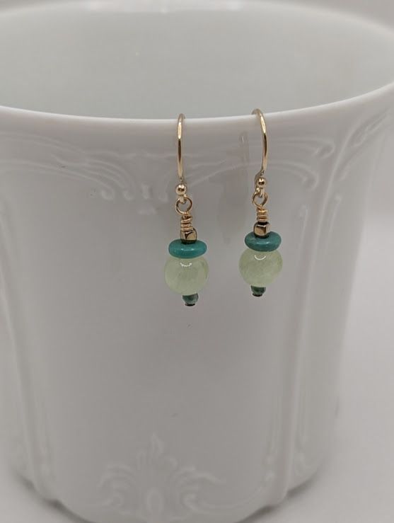 Perle Earrings in 14K Gold Fill, Calcite, Turquoise & Hematite - #1