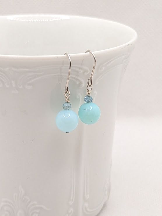 Perle Earrings in Sterling Silver, Peruvian Opal & Apatite - #7