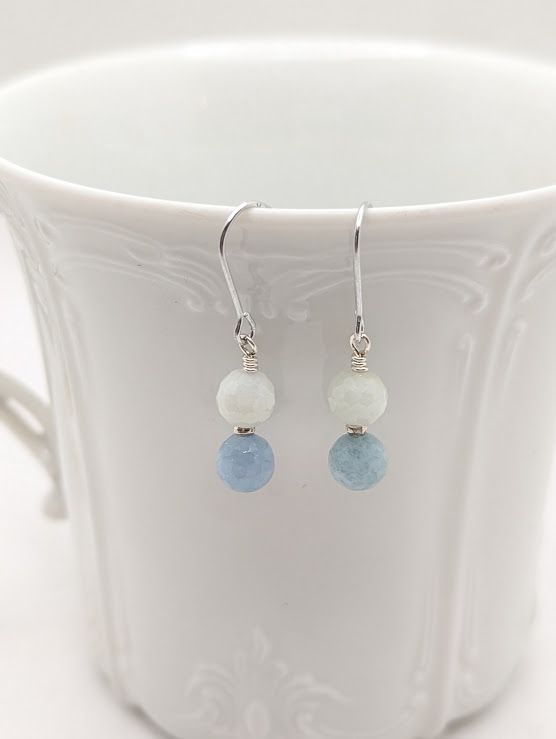 Perle Earrings in Sterling Silver & Aquamarine - #14