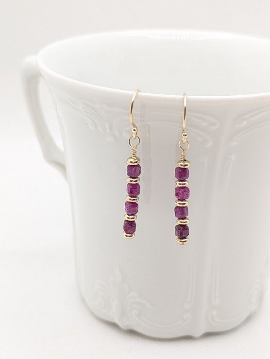 Perle Earrings in 14K Gold Fill & Ruby - #20