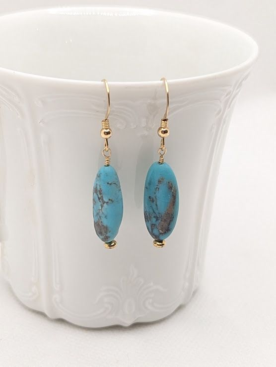 Perle Earrings in 14K Gold Fill & Turquoise - #24 Perle Earrings in 14K Gold Fill & Turquoise - #24