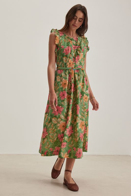 Velvet Elaria Garden Print Midi Dress in Flora