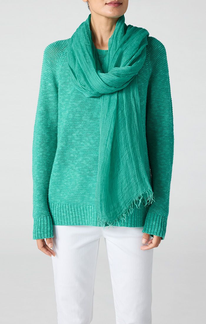 Eileen Fisher Organic Linen Tencel Texture Scarf in Jade