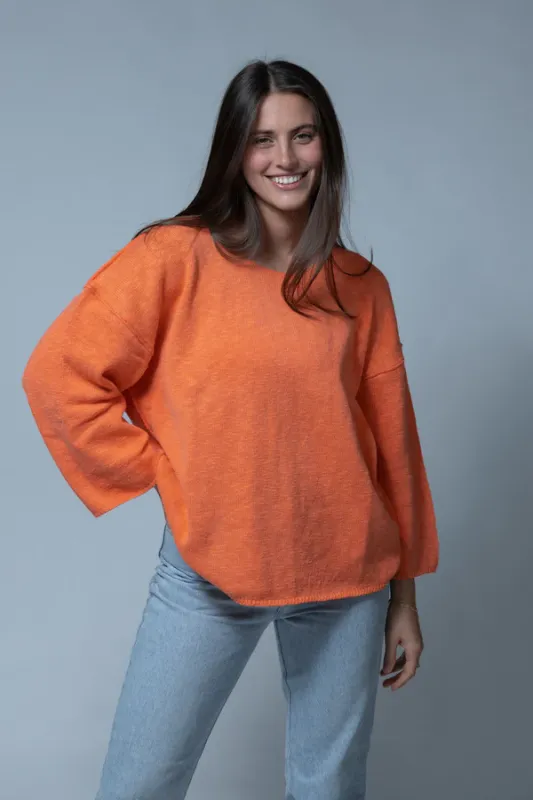 Avalin 3/4 Scoop Neck Sweater in Mandarin