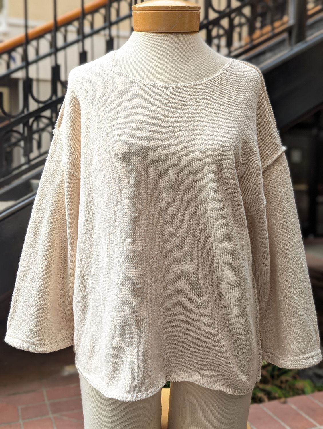 Avalin 3/4 Scoop Neck Sweater in Natural