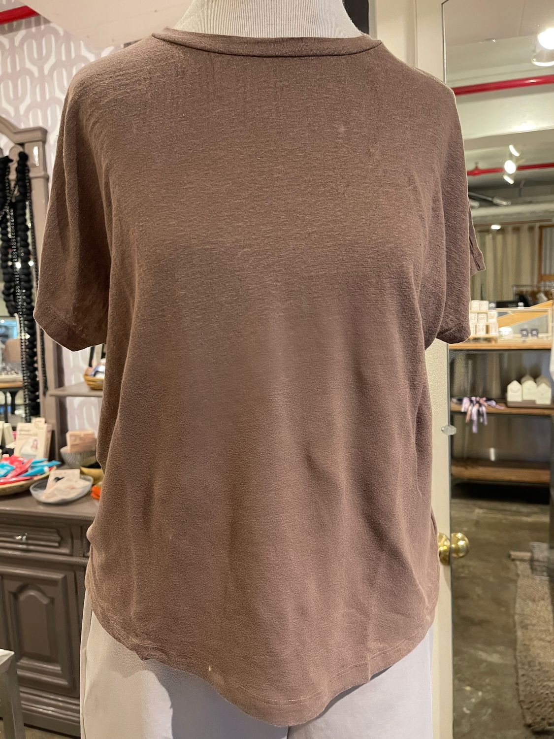 Velvet Jasmine Linen Knit Top in Bark