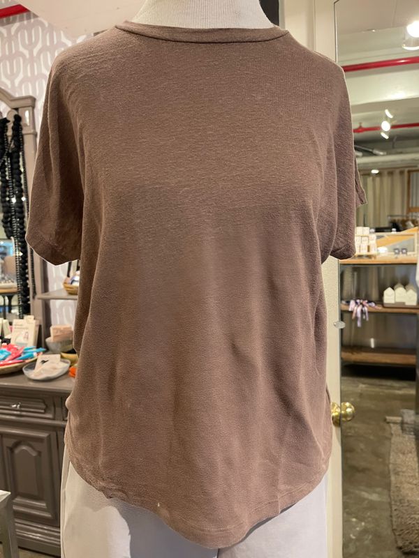 Velvet Jasmine Linen Knit Top in Bark