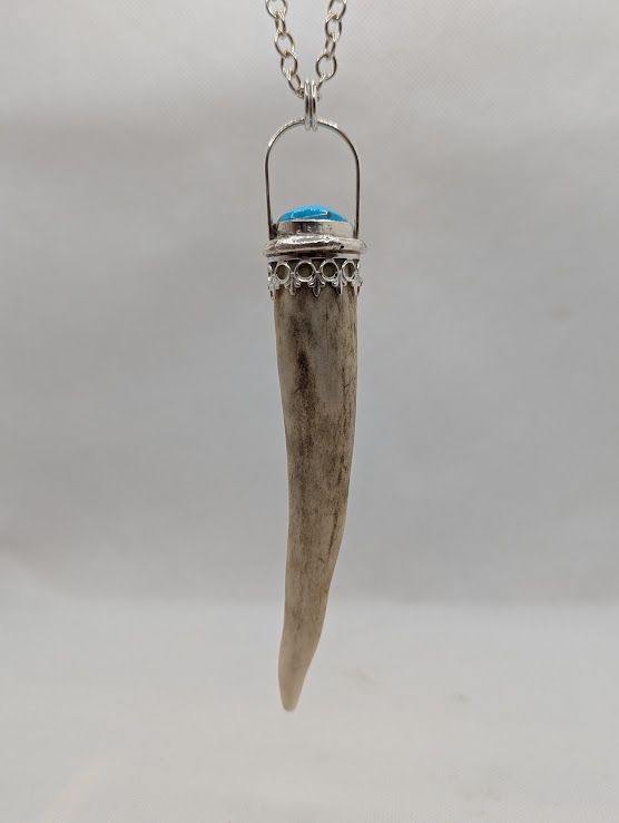 Savage Roots Nosara Pendant in Deer Antler, Turquoise & Sterling Silver
