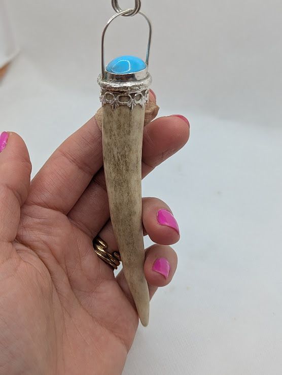 Savage Roots Nosara Pendant in Deer Antler, Turquoise & Sterling Silver