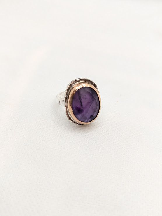 Savage Roots Amy Ring in Atomic Amethyst, Sterling Silver & 14KG