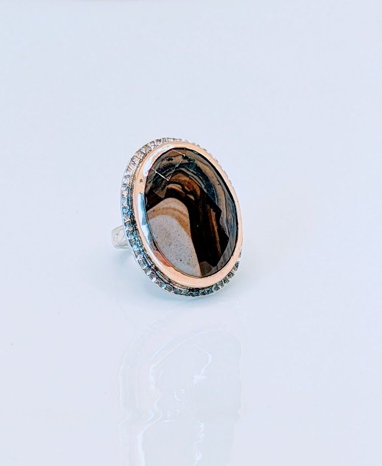 Savage Roots Millie Ring in Peanut Jasper, Sterling Silver & 14K Gold Fill