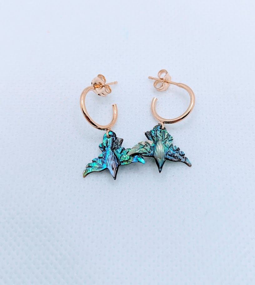 Savage Roots Gabriel Earrings in Carved Abalone & 14K Gold Fill