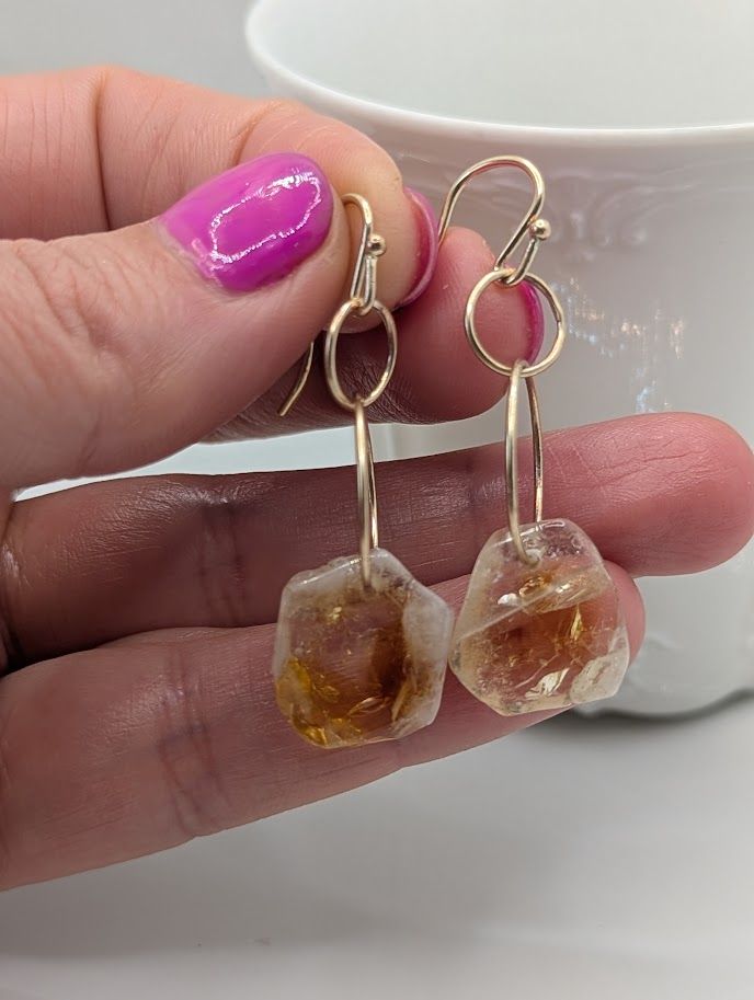 Savage Roots Goldie Earrings in Citrine Slices & 14K Gold Fill